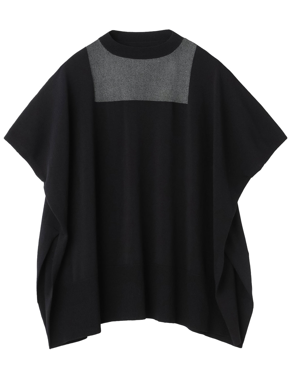 Poncho-like decollete sheer knit set