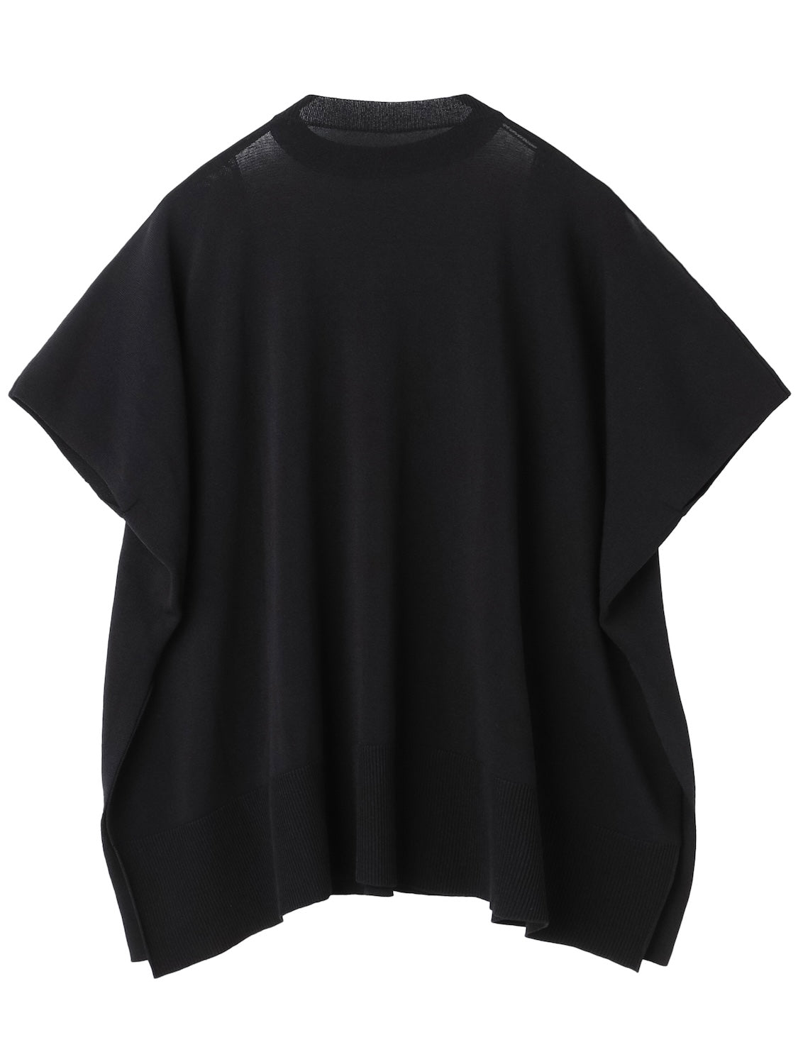 Poncho-like decollete sheer knit set