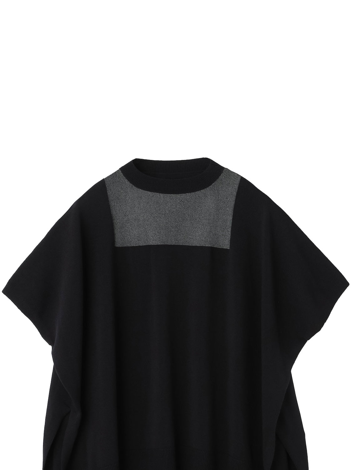 Poncho-like decollete sheer knit set