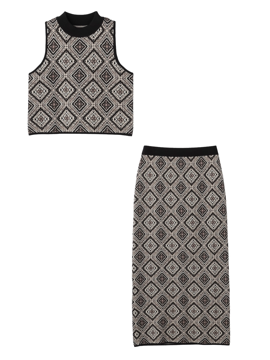 Tile jacquard knit set up