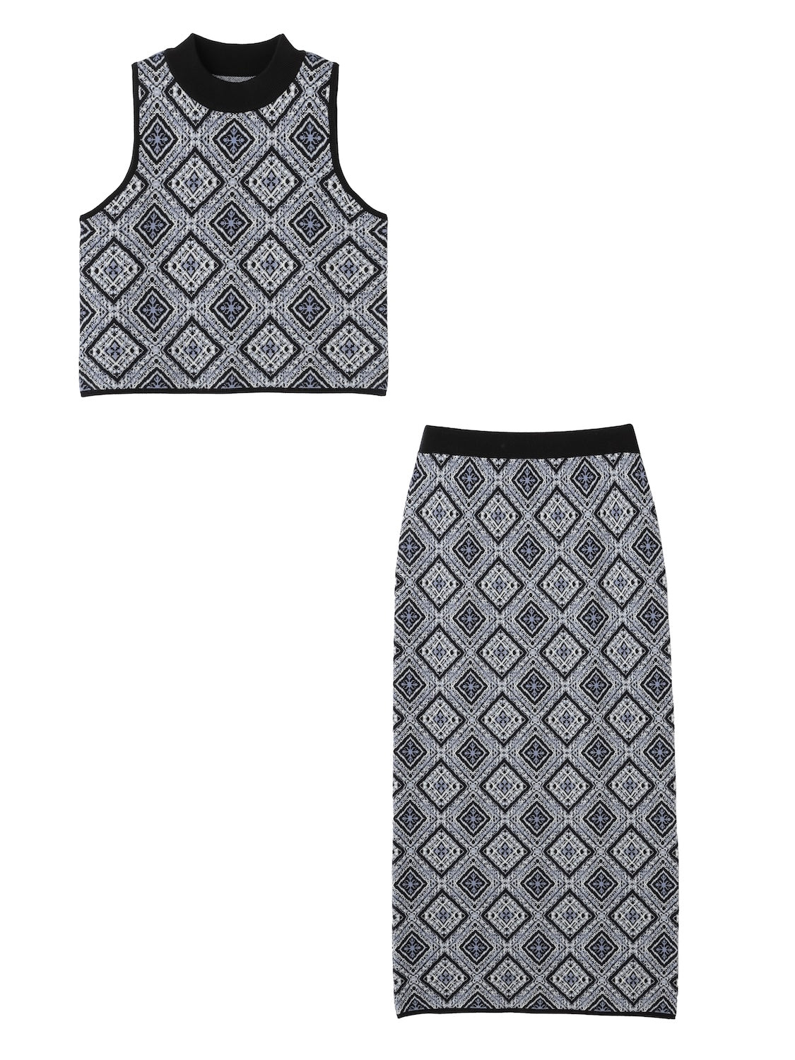 Tile jacquard knit set up