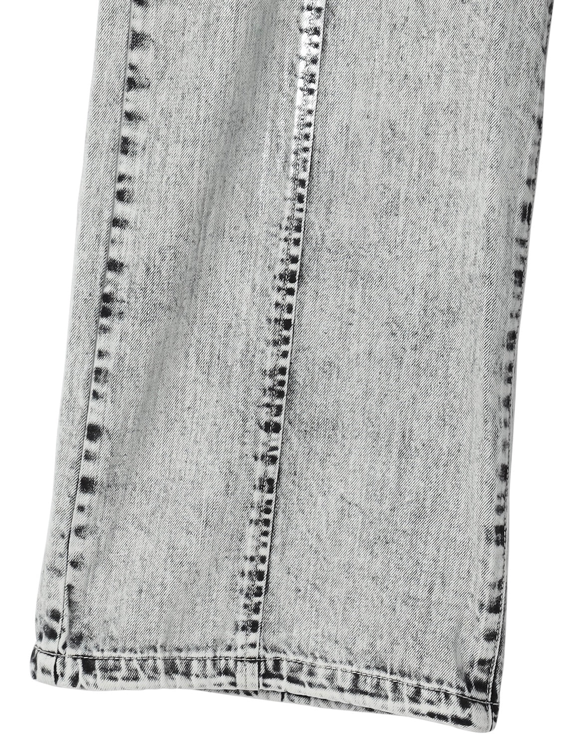 Metallic print chemical cargo denim