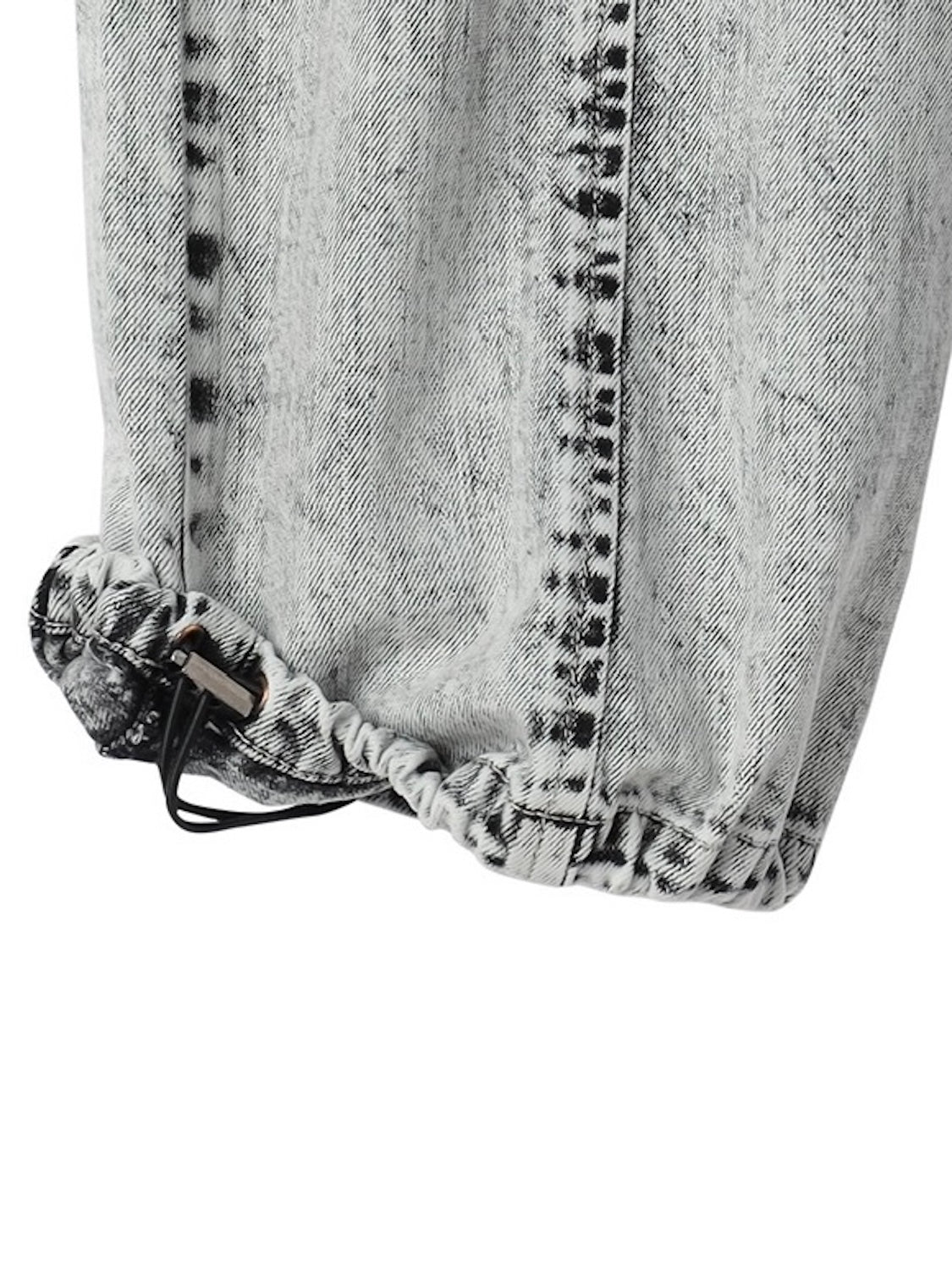 Metallic print chemical cargo denim