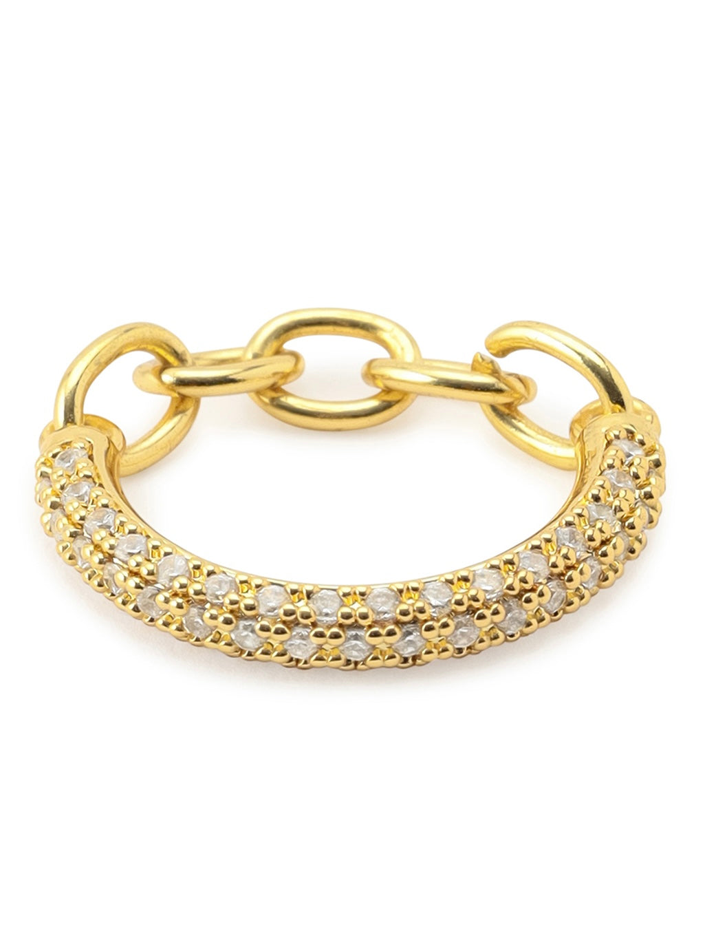 ハーフ Chain パヴェストーン リング