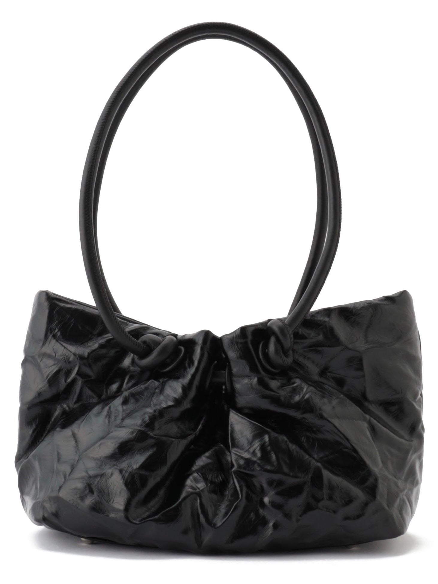 Knot crinkled leather tote