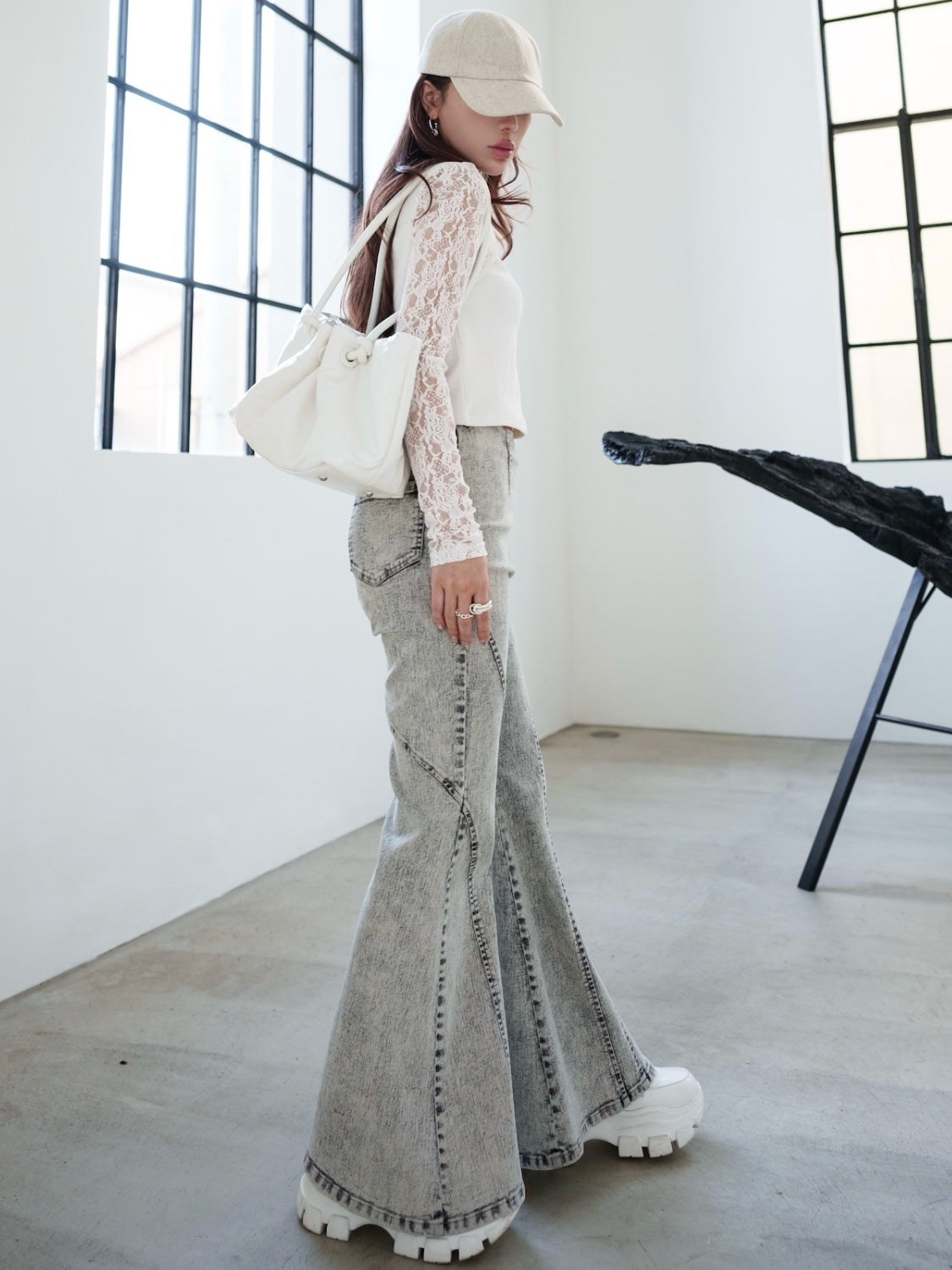 Knot crinkled leather tote
