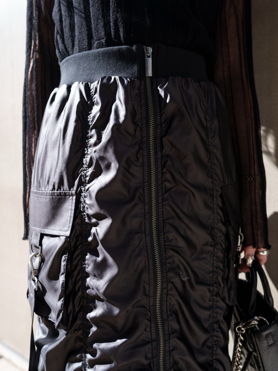Tafta ruched cargo skirt