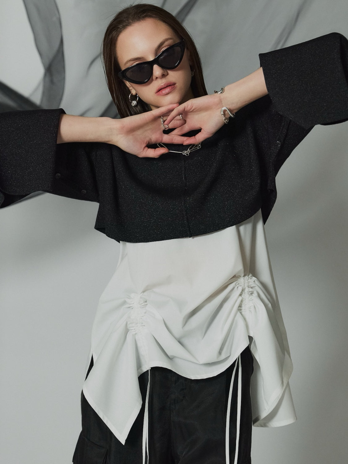 レイヤード KNIT & ブラウス セット