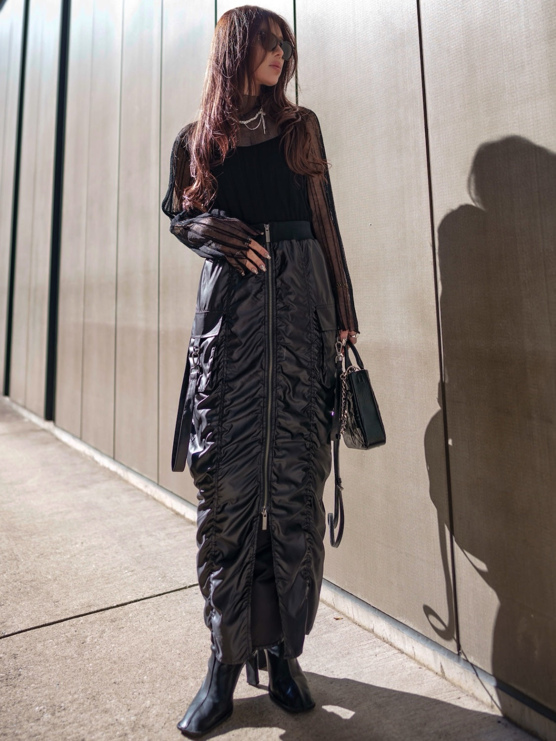 Tafta ruched cargo skirt