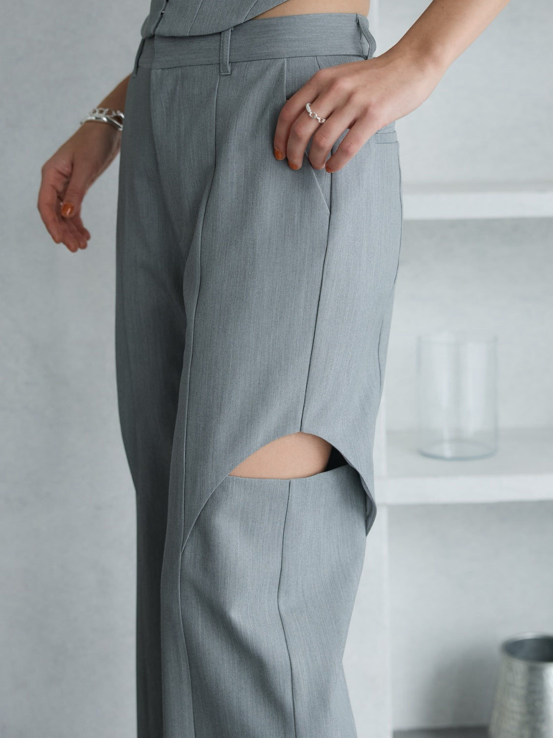 Side Hole Straight Slacks