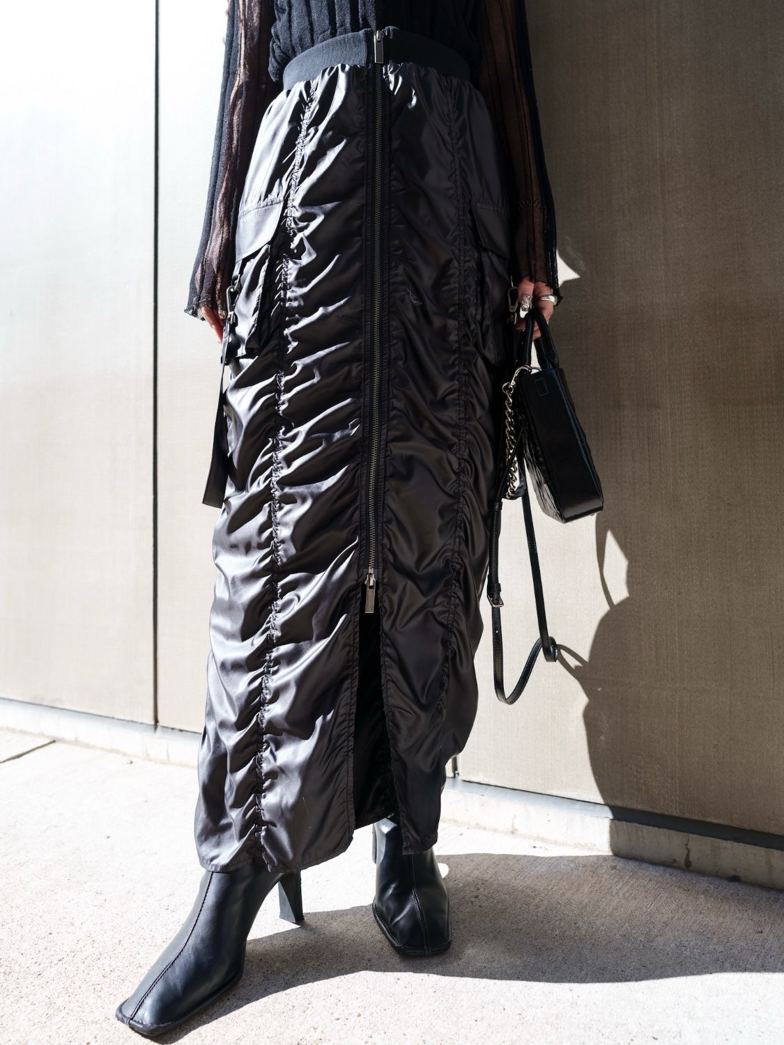 Tafta ruched cargo skirt