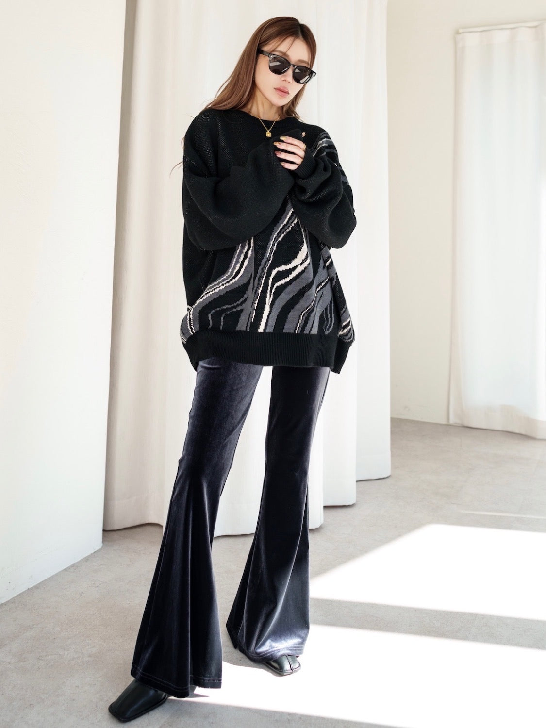 Marble Long-sleeve Pullover
