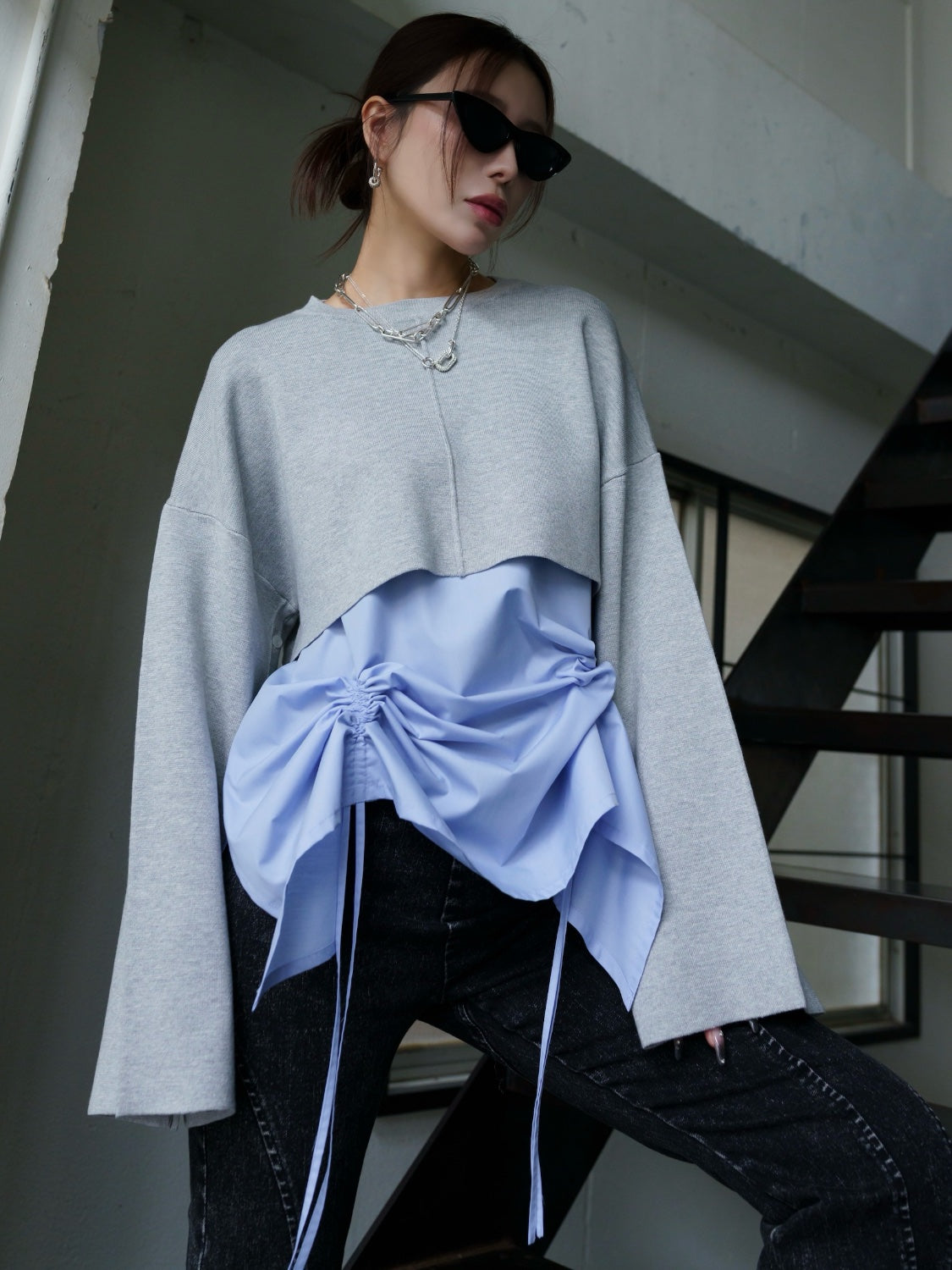 レイヤード KNIT & ブラウス セット