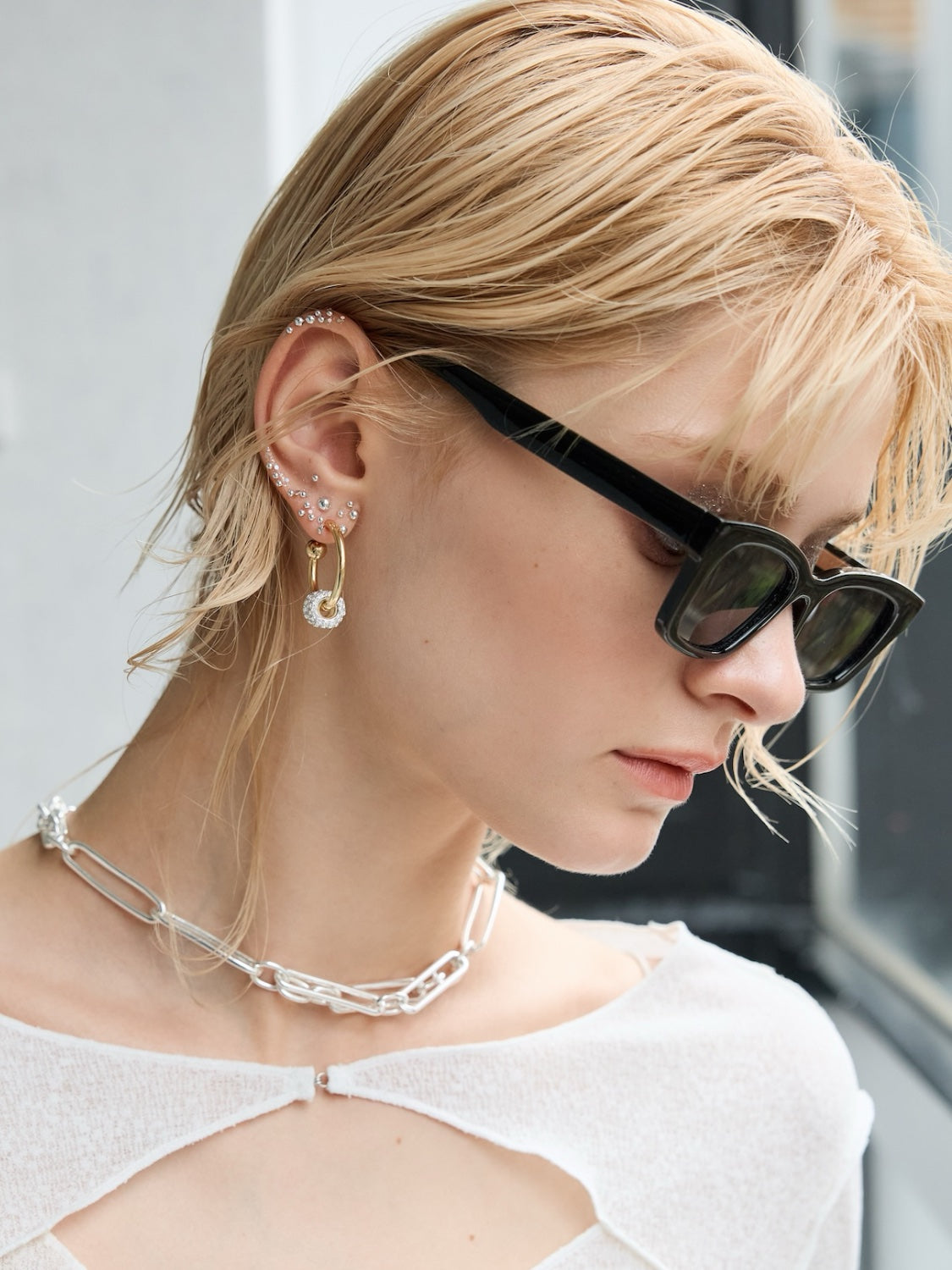 Twin Pavé Stone Ring and Earrings