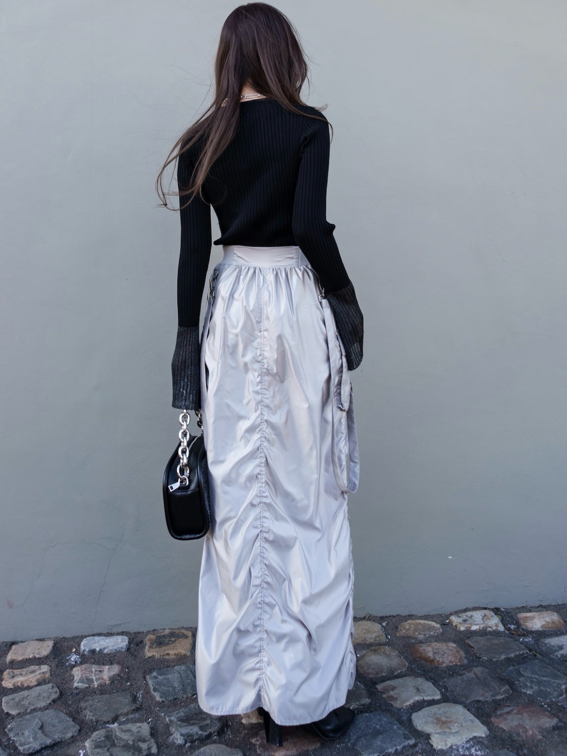 Tafta ruched cargo skirt