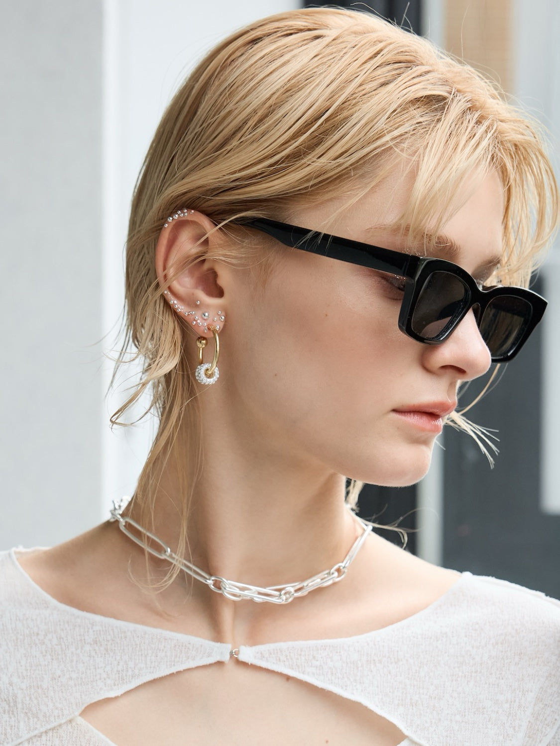 Twin Pavé Stone Ring and Earrings