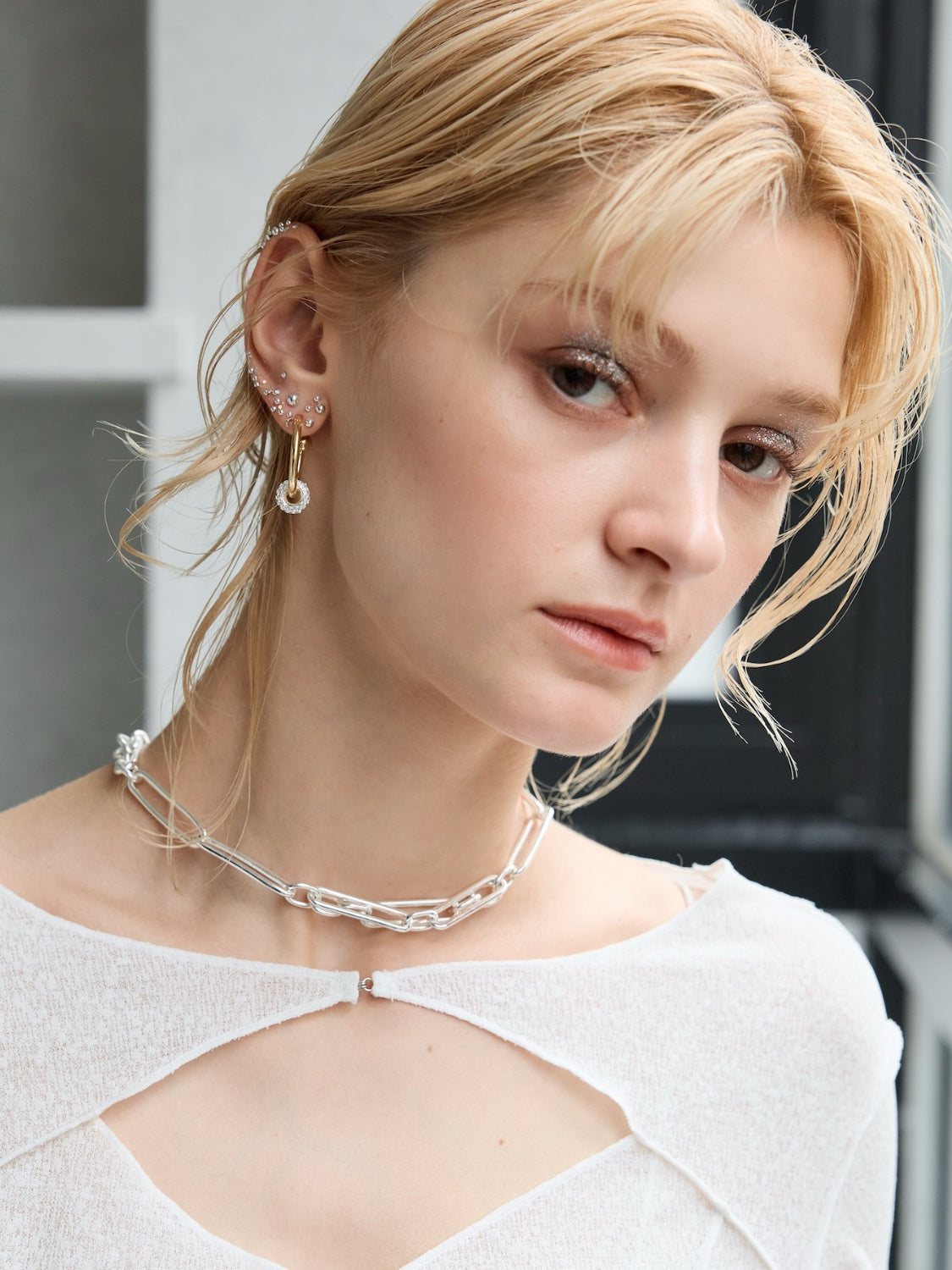 Twin Pavé Stone Ring and Earrings