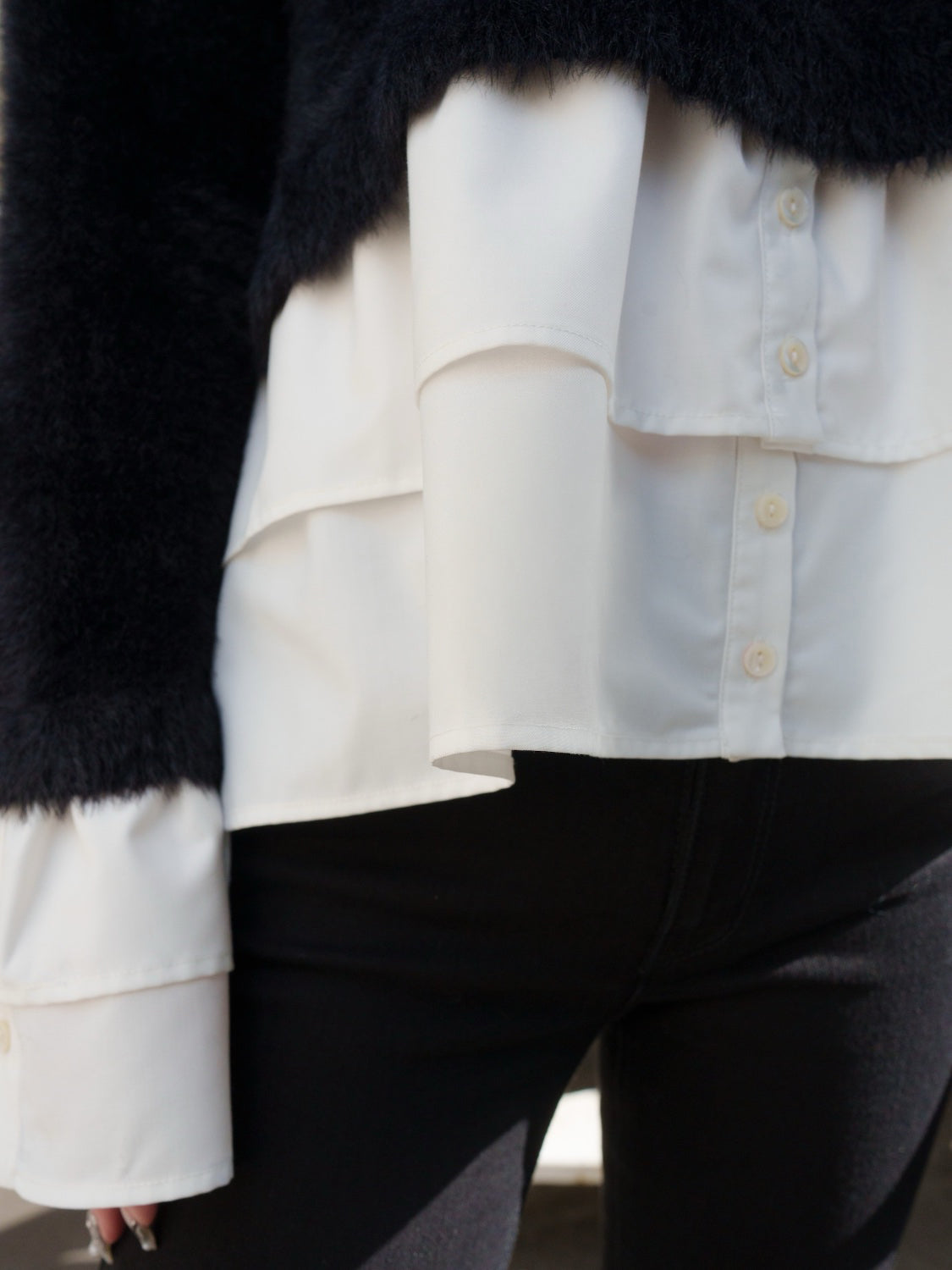 KNIT ドッキング フリルレイヤー ブラウス