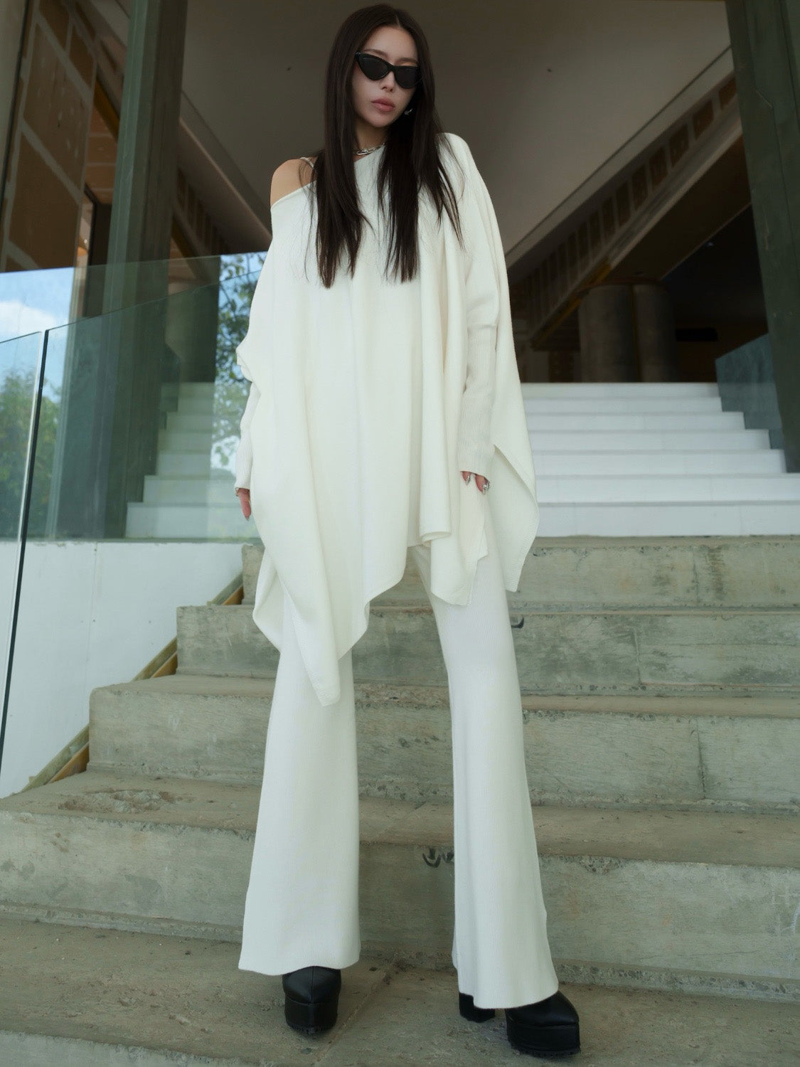 ジャージー KNIT ポンチョ Set-up