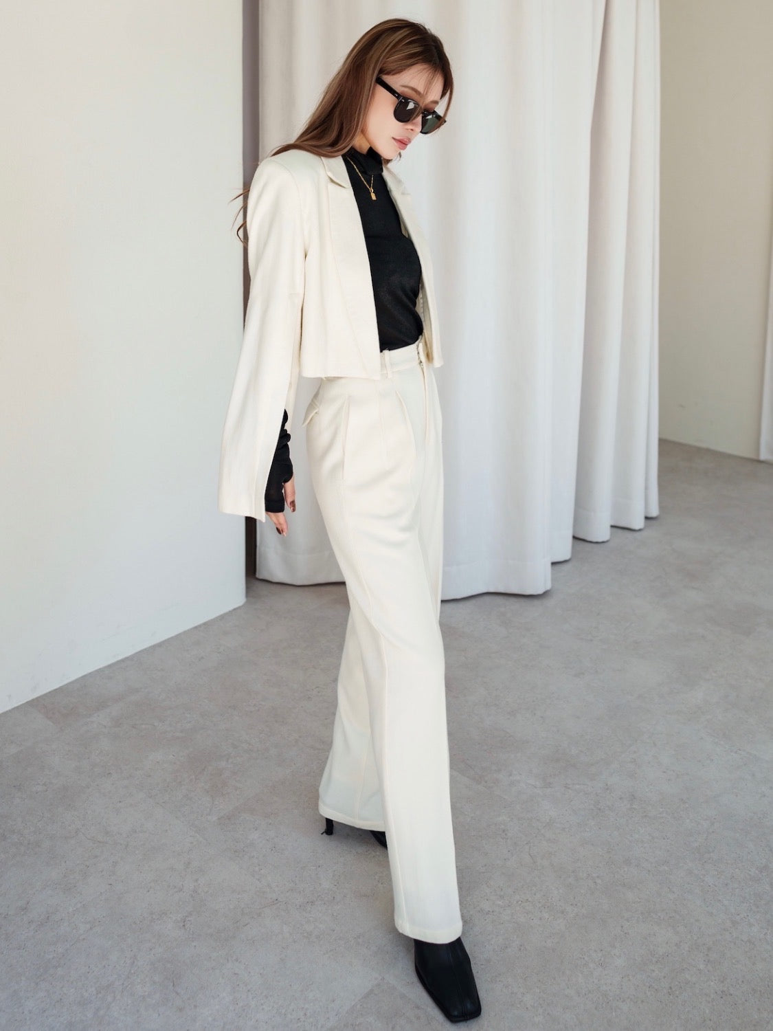 Wool twill short jacket