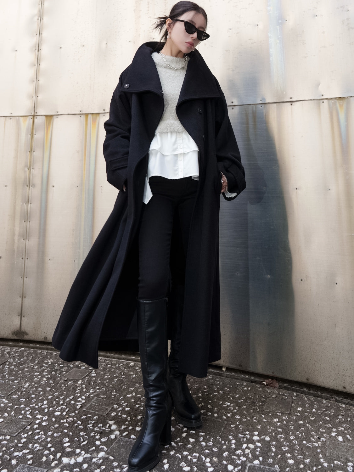 KNIT ドッキング フリルレイヤー ブラウス