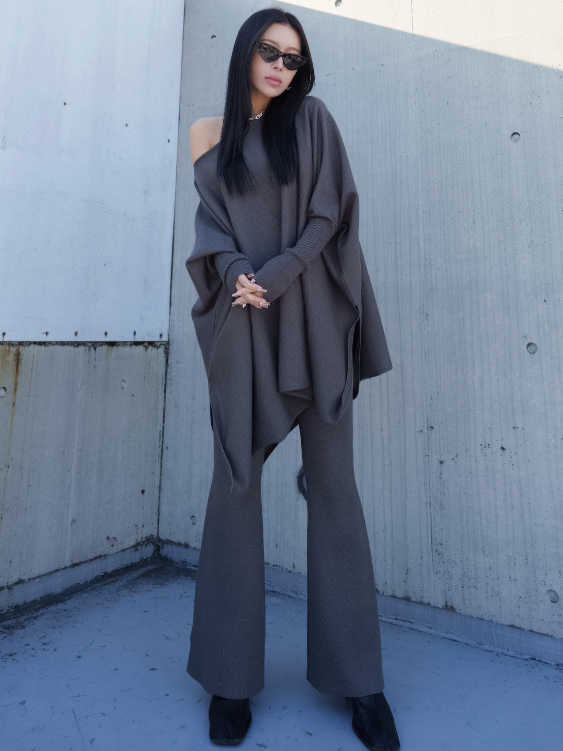 ジャージー KNIT ポンチョ Set-up