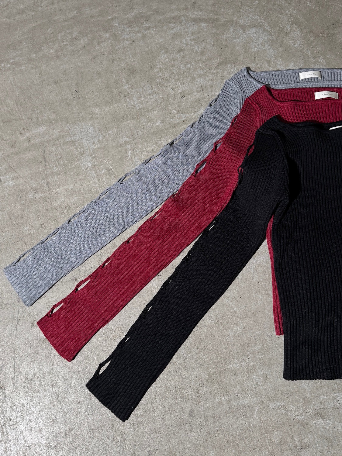 デザインカット スリーブ ボートネック KNIT