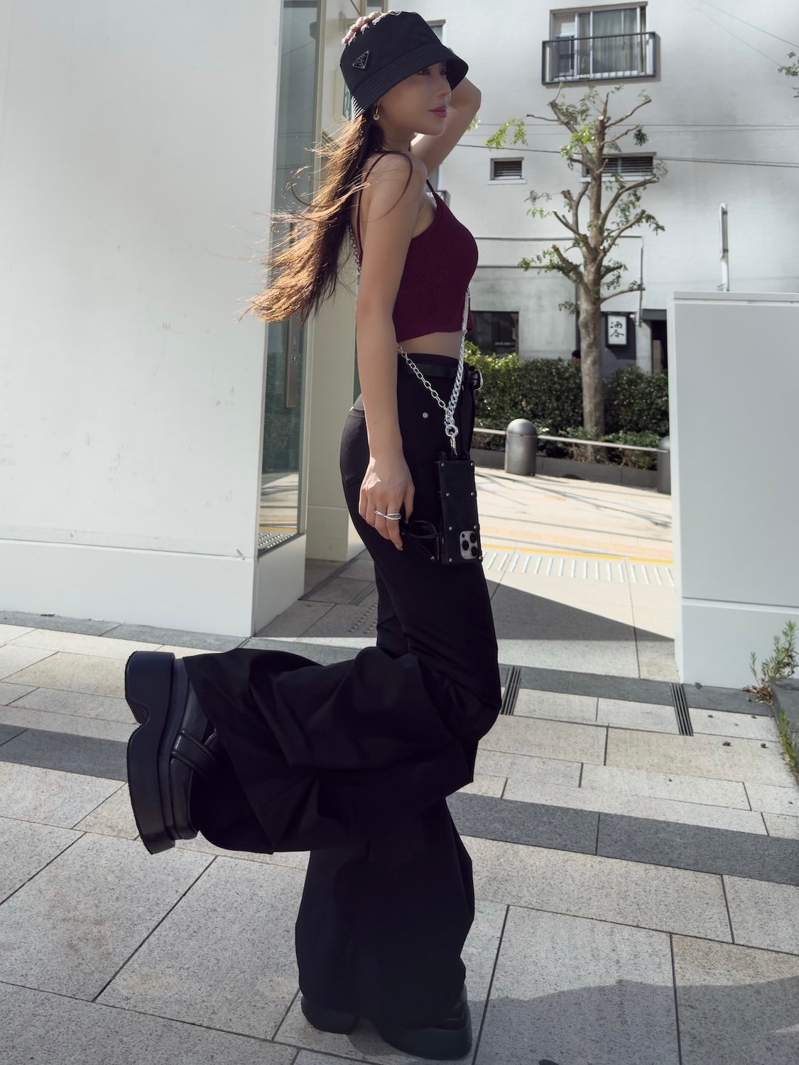 Stretch ドレープフレア パンツ