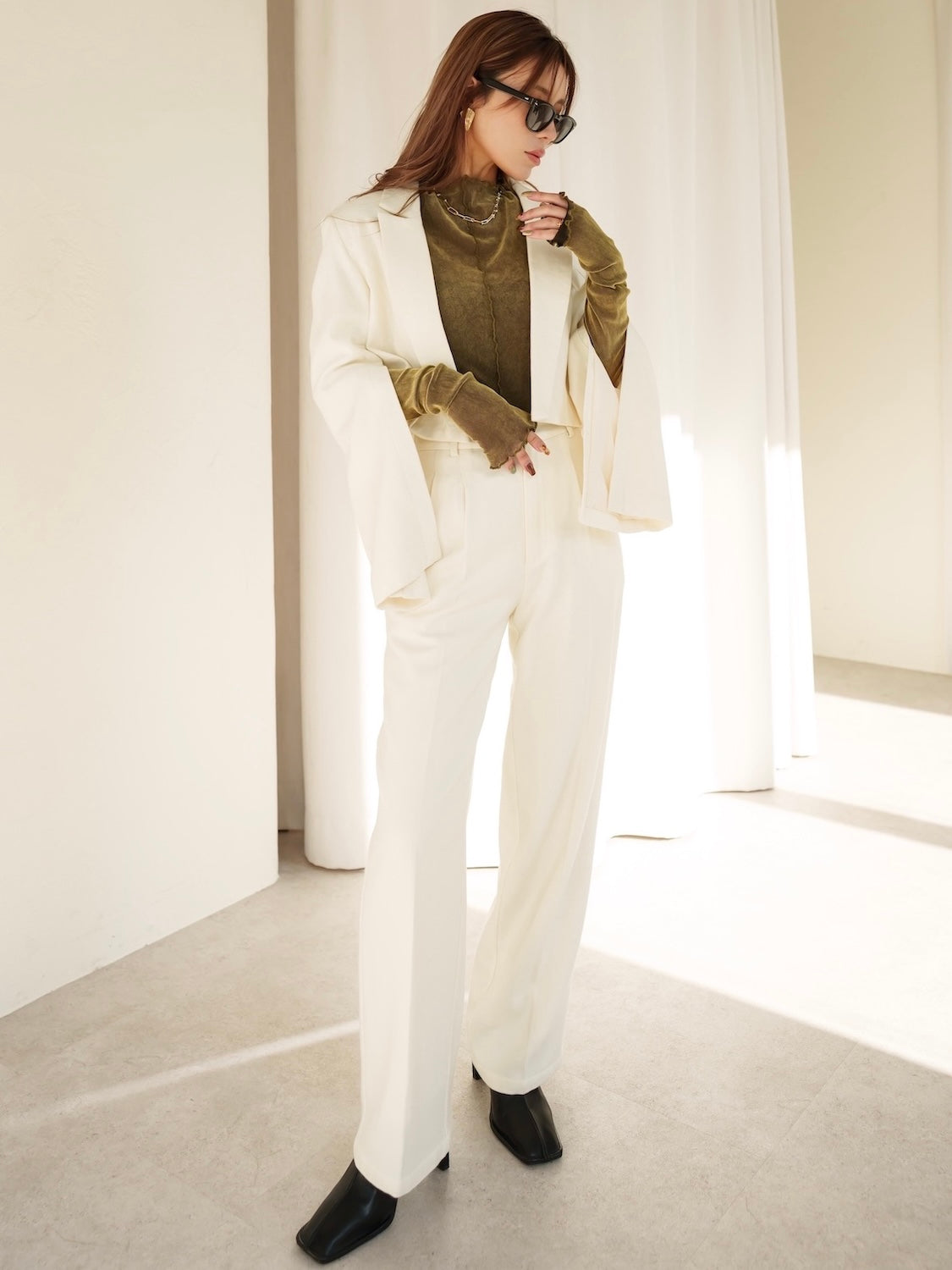 Wool twill short jacket