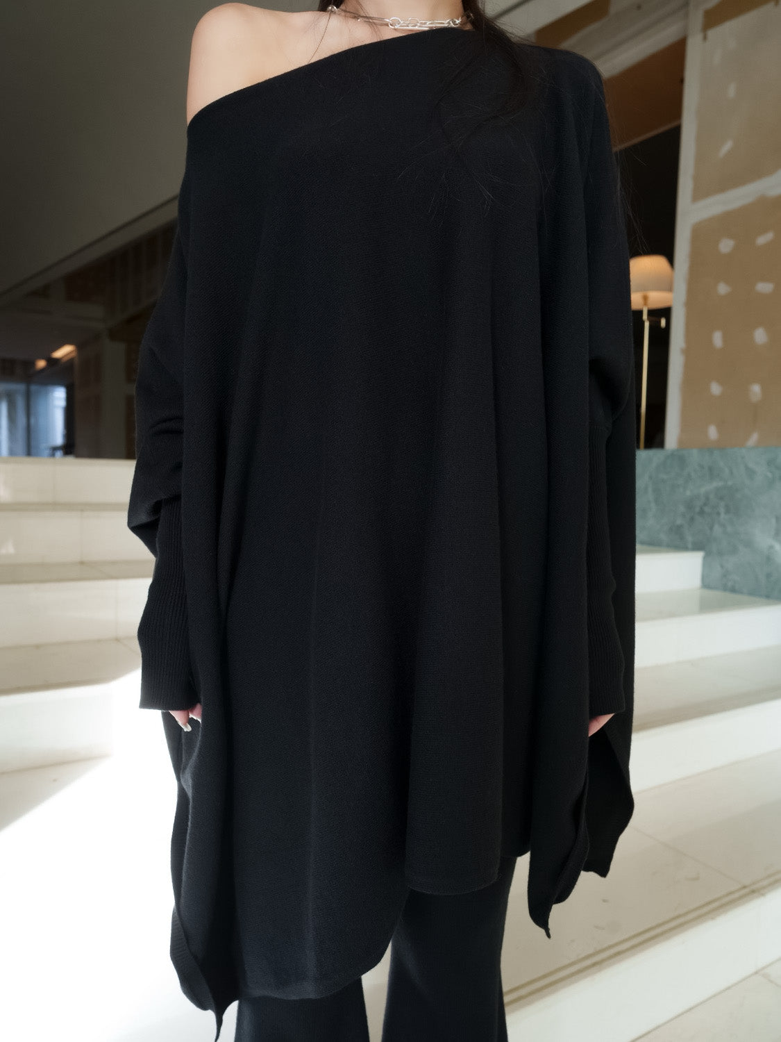 ジャージー KNIT ポンチョ Set-up