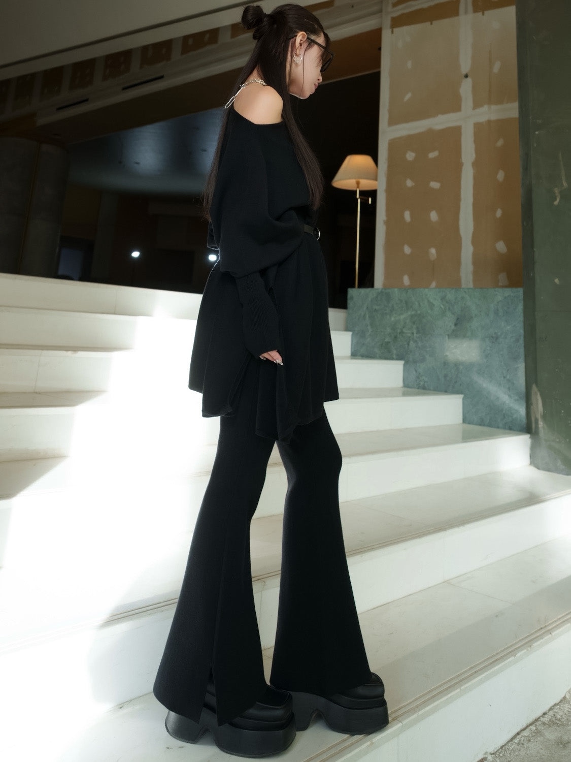 ジャージー KNIT ポンチョ Set-up