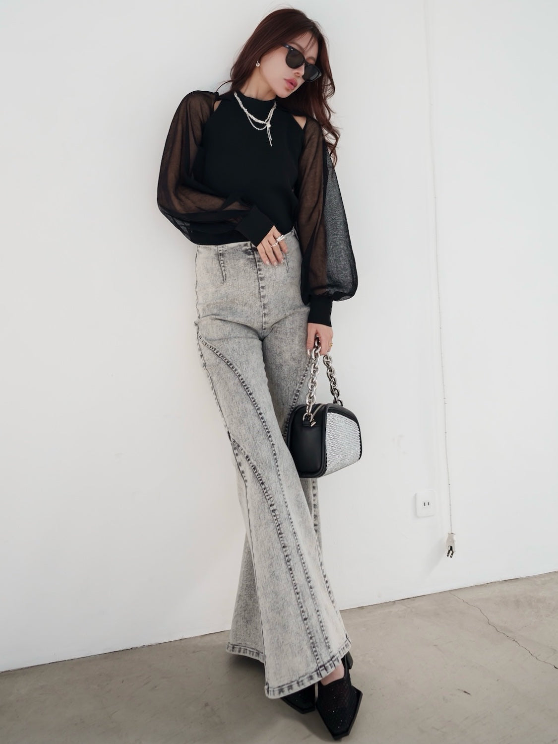 Stone Chain Asymmetric Bag