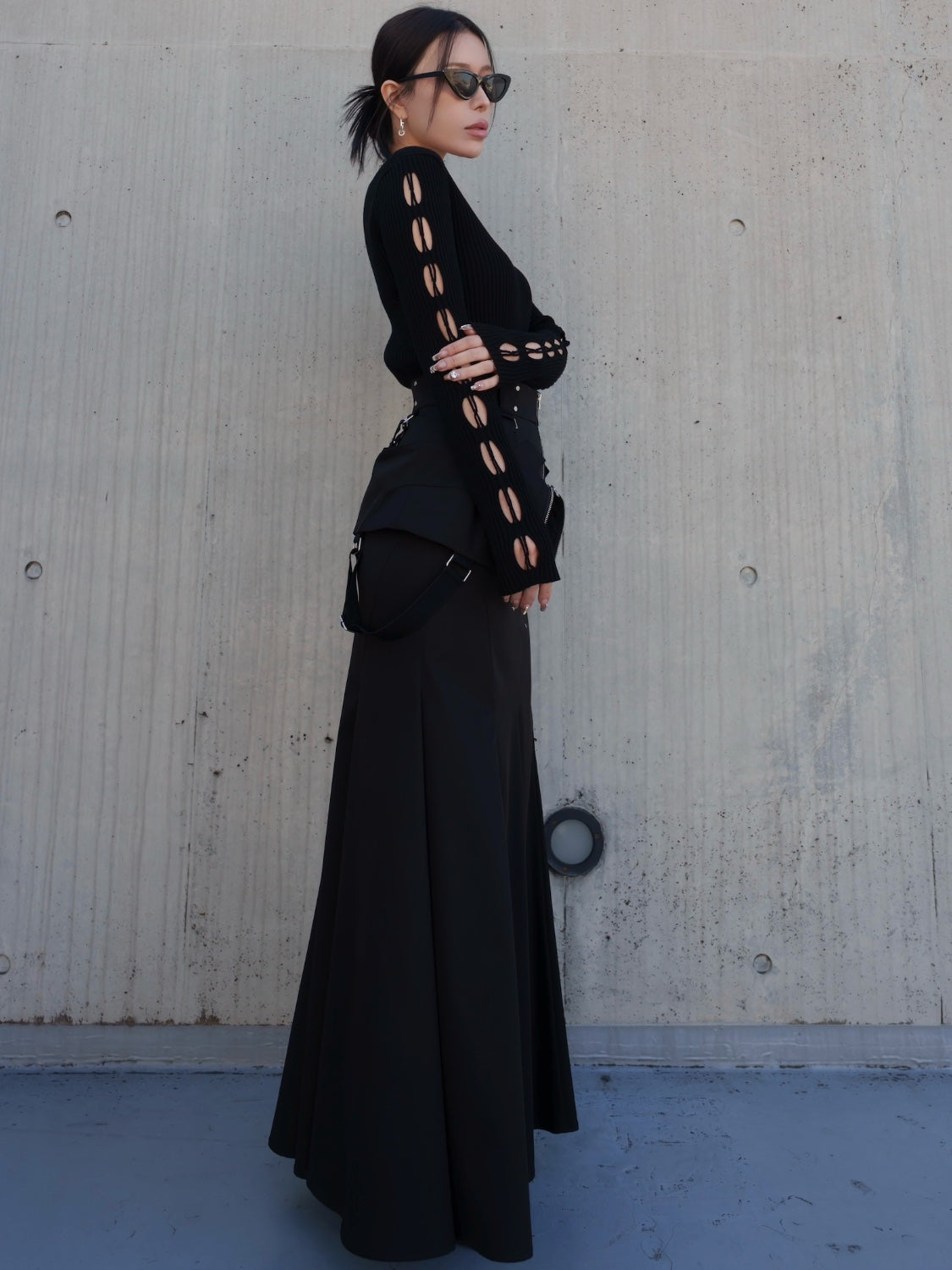 デザインカット スリーブ ボートネック KNIT