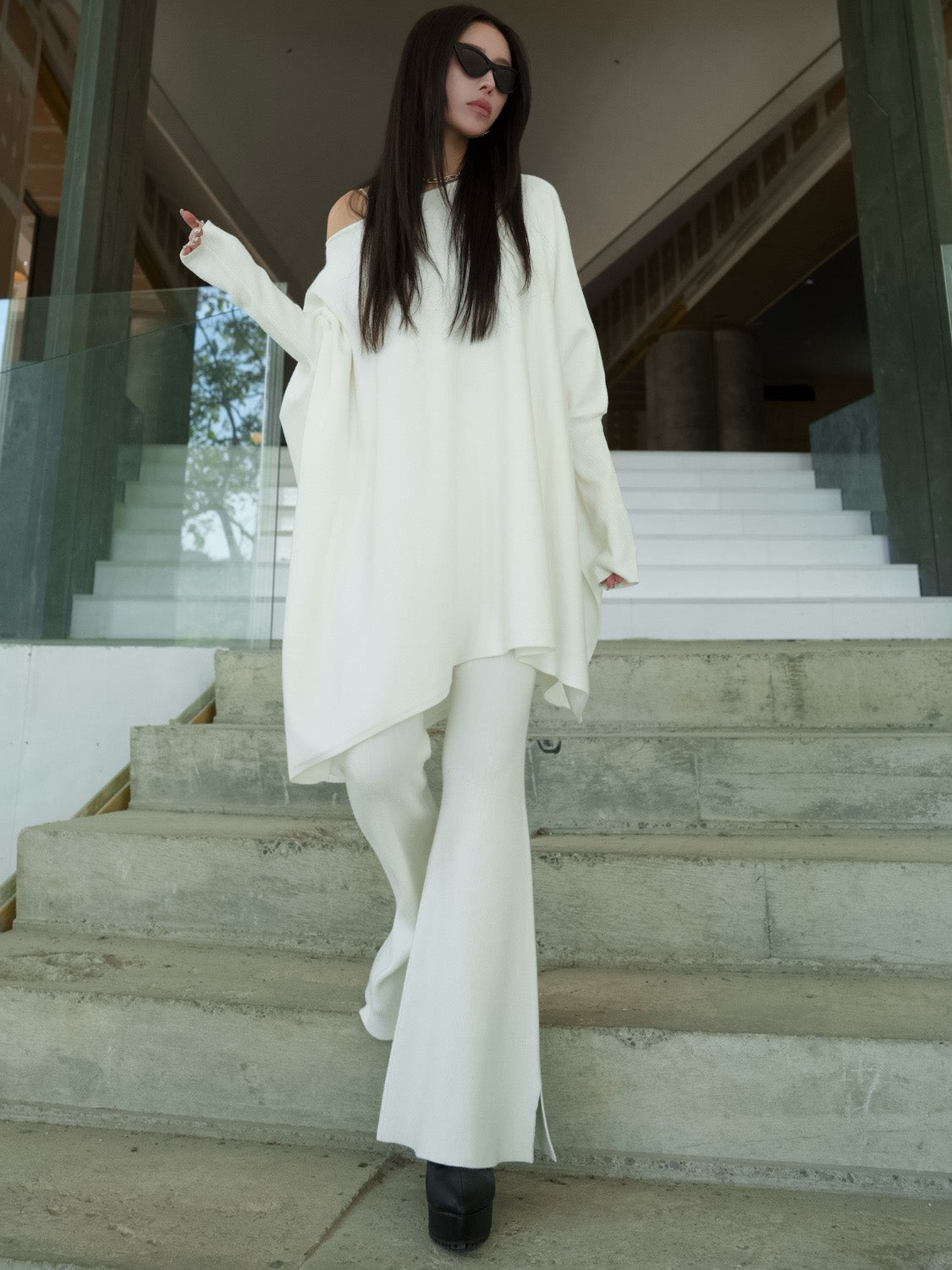 ジャージー KNIT ポンチョ Set-up