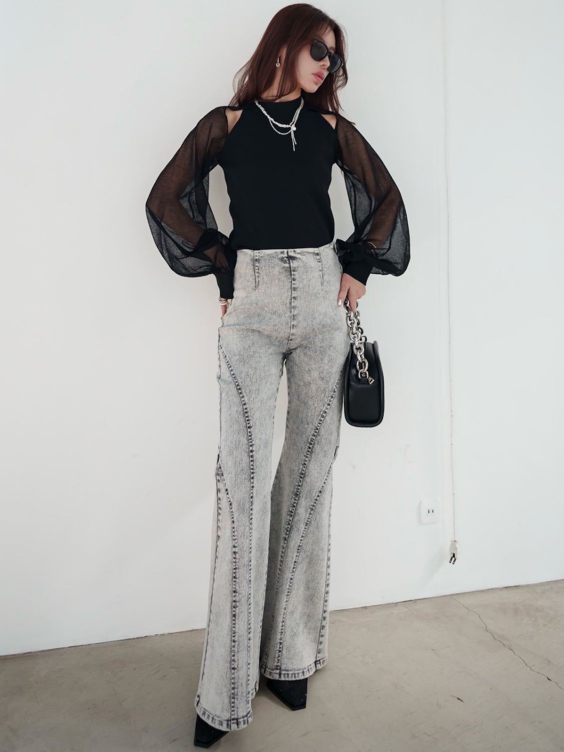 Stone Chain Asymmetric Bag