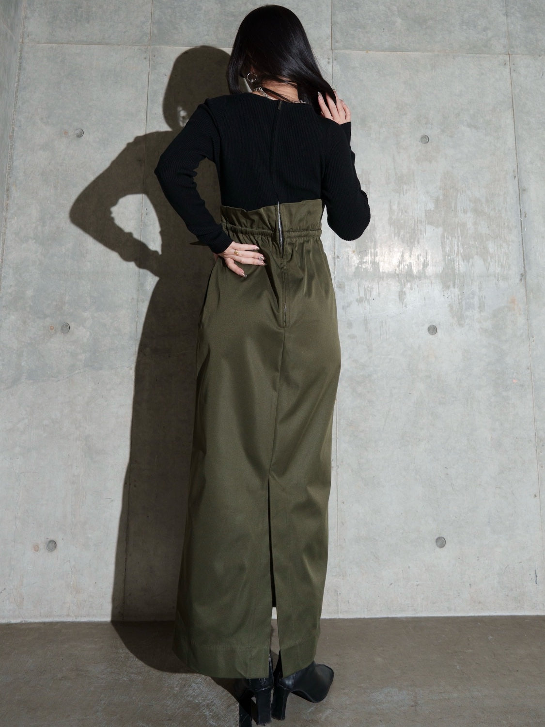 KNIT ドッキング ツイル Dress