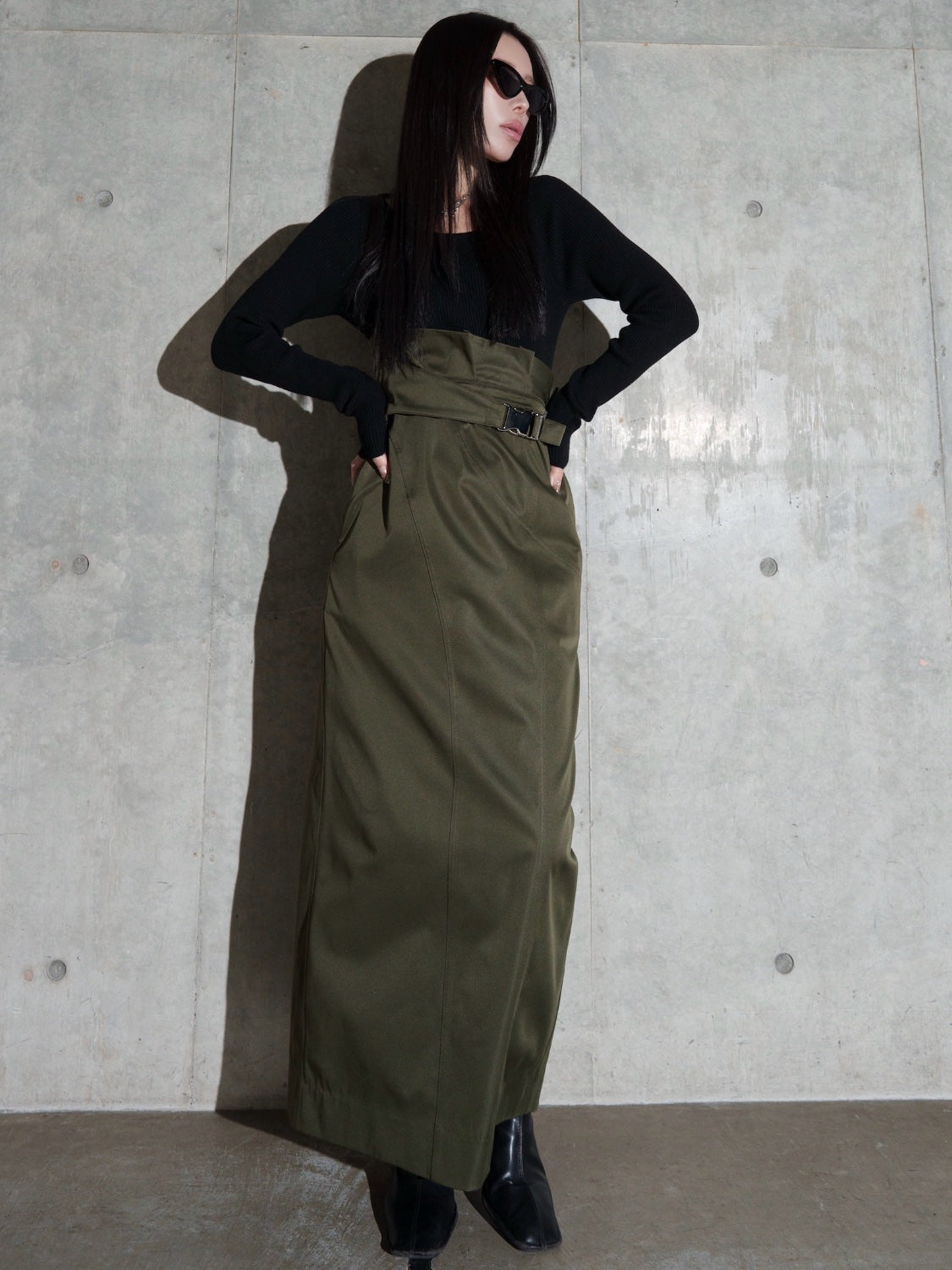 KNIT ドッキング ツイル Dress