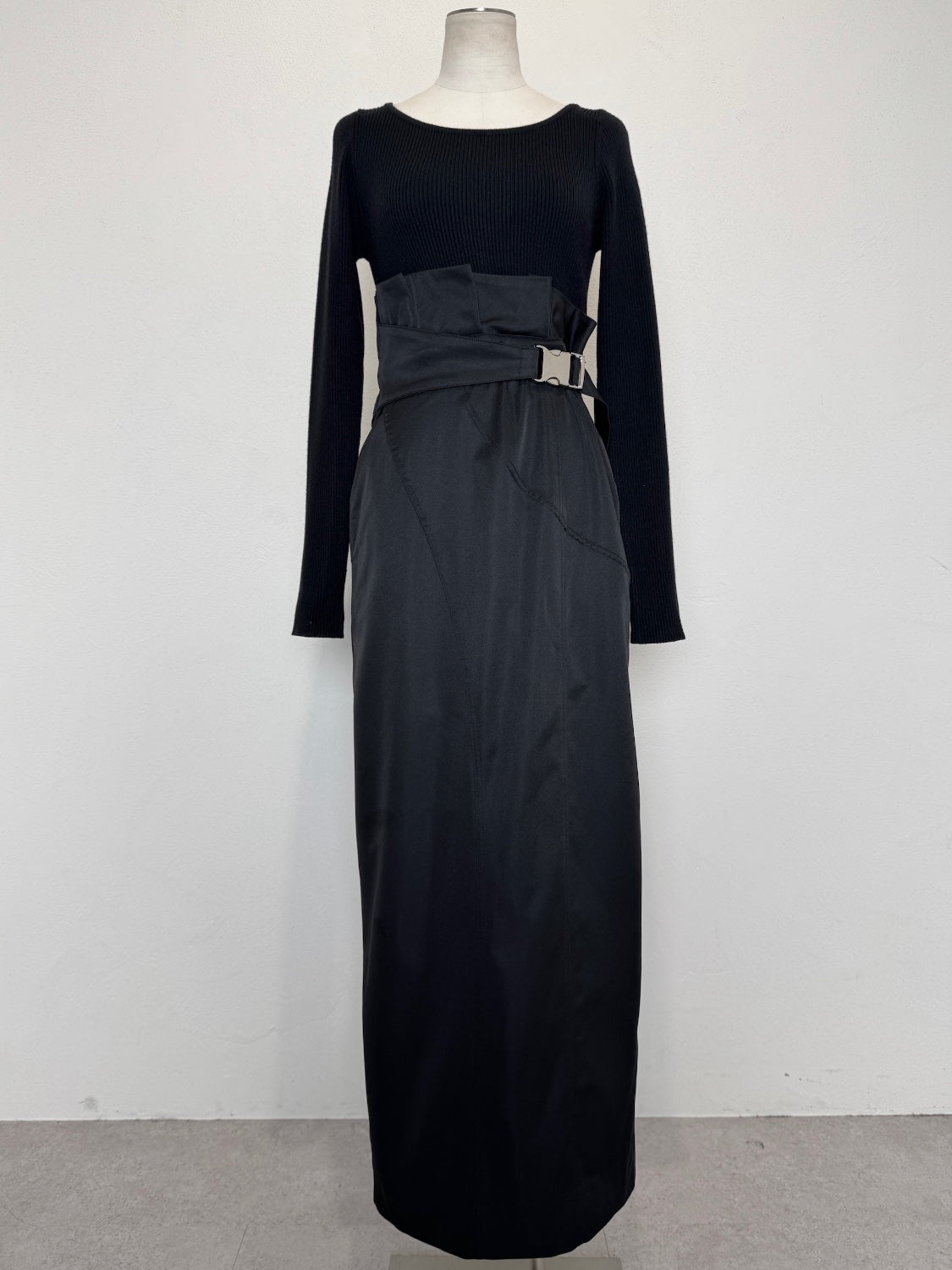 KNIT ドッキング ツイル Dress