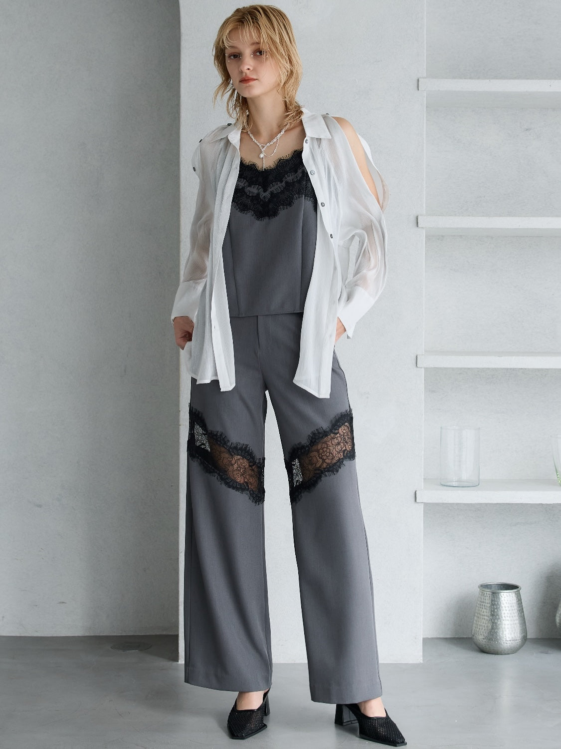 Lace Switch Wide Slacks