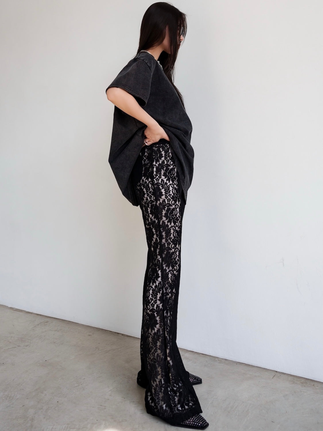 Stretch レース フレアパンツ