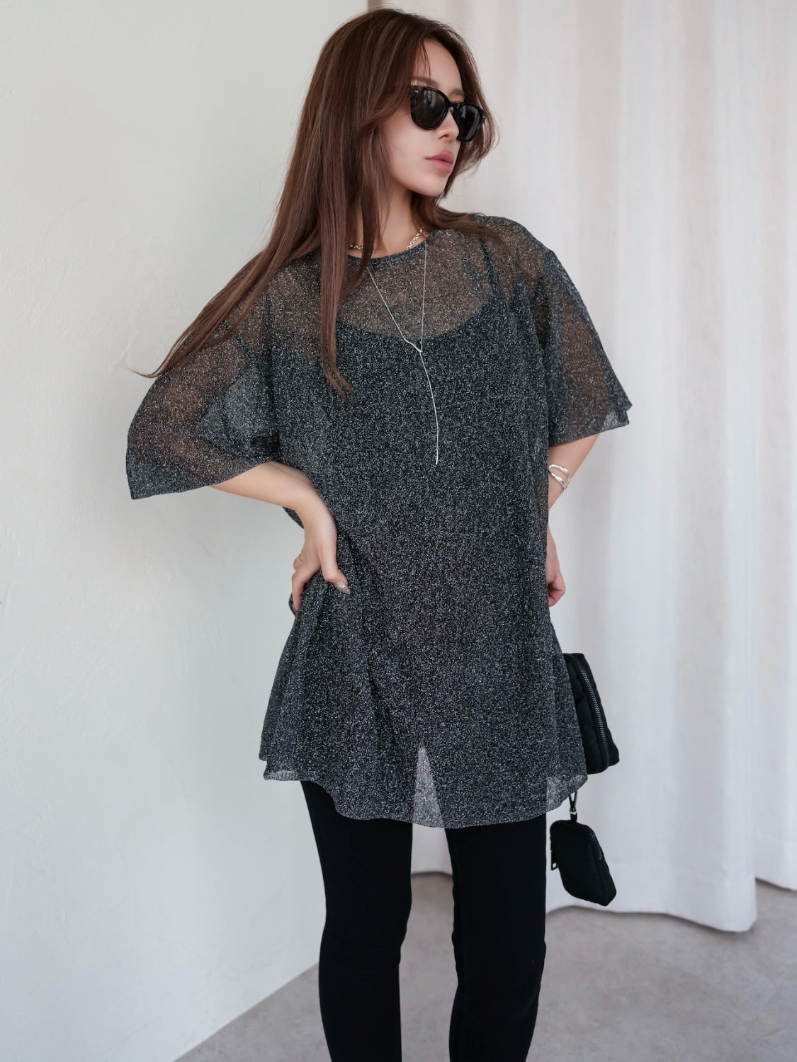 シアー Knit オーバー Tシャツ