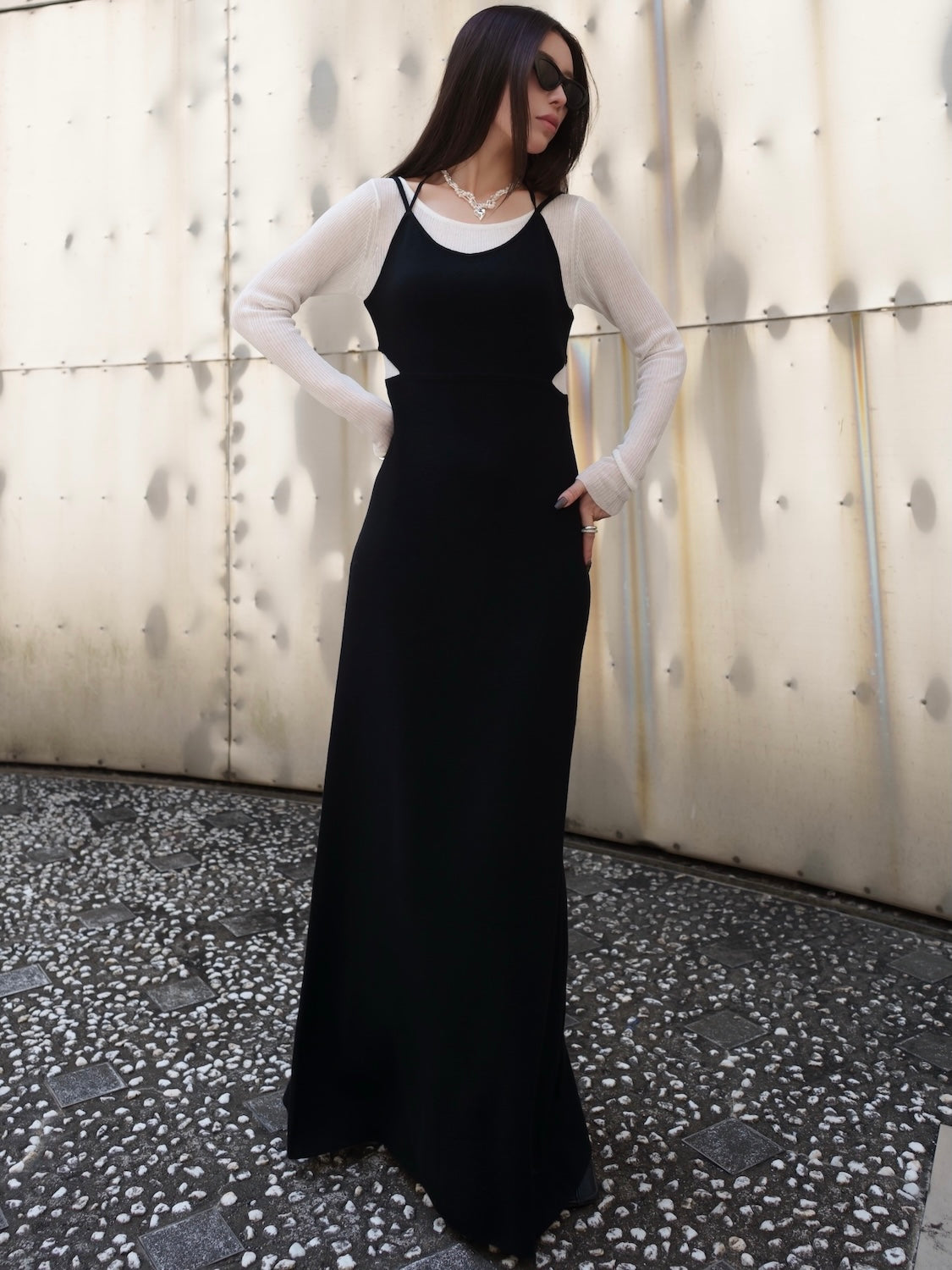 シアー ドッキング KNIT ワンピース