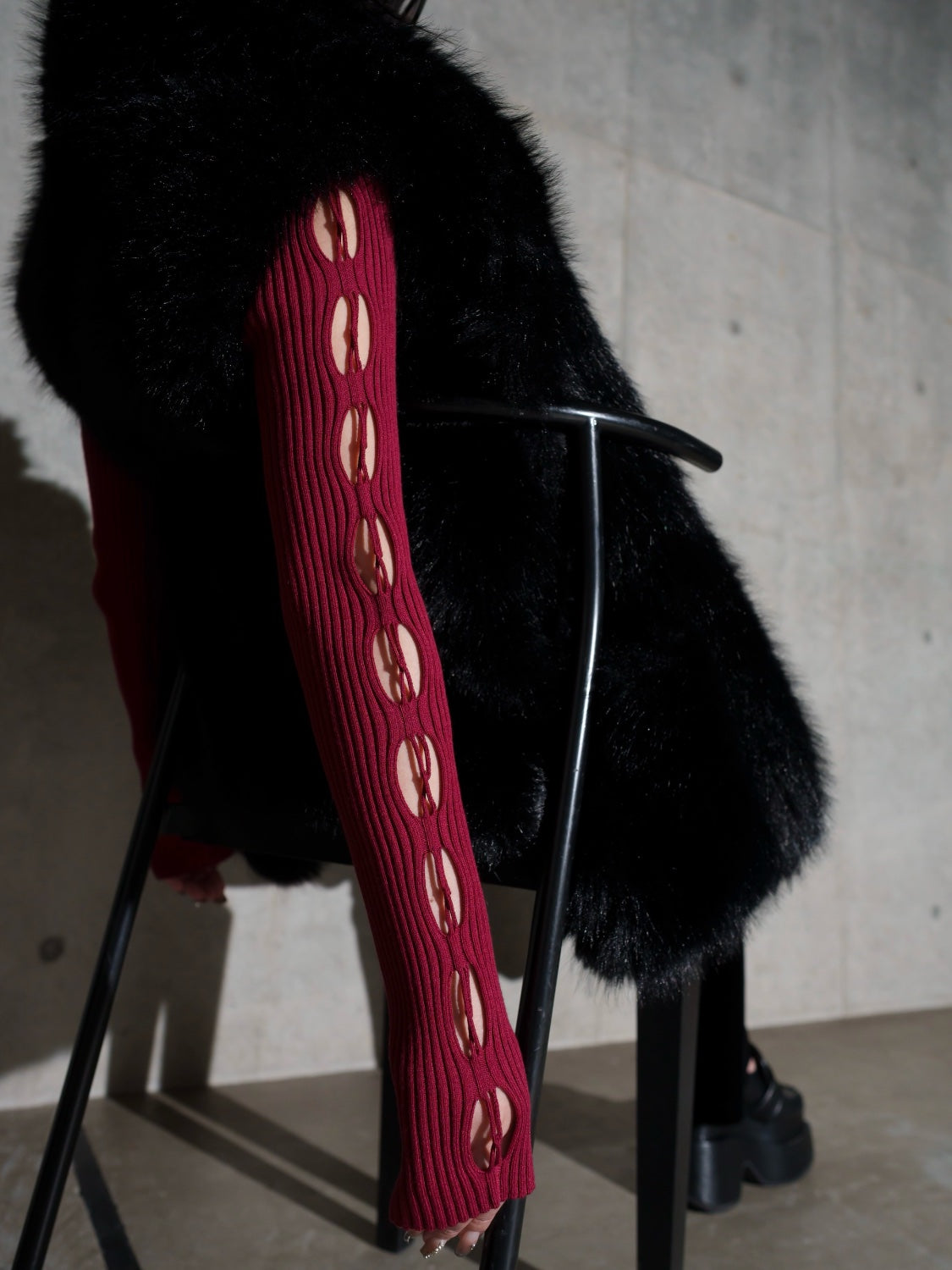 デザインカット スリーブ ボートネック KNIT