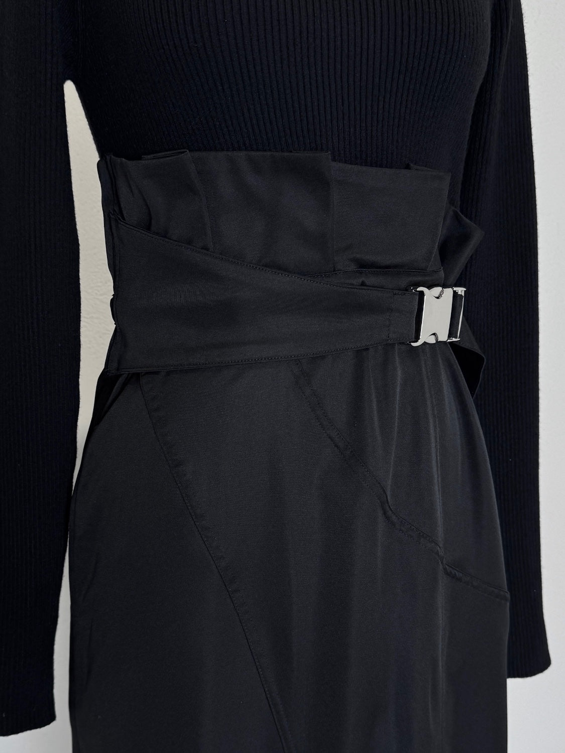 KNIT ドッキング ツイル Dress