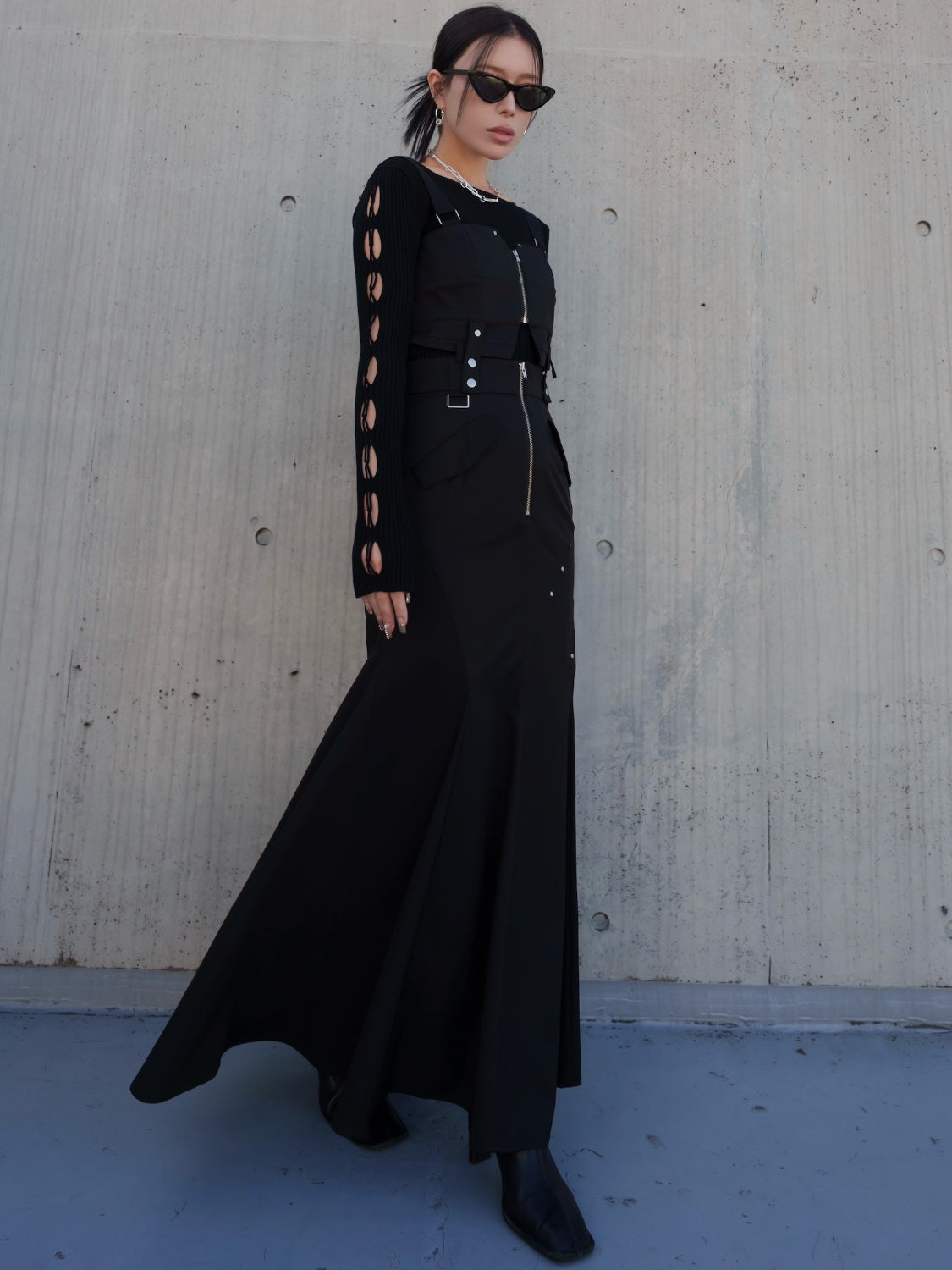 デザインカット スリーブ ボートネック KNIT