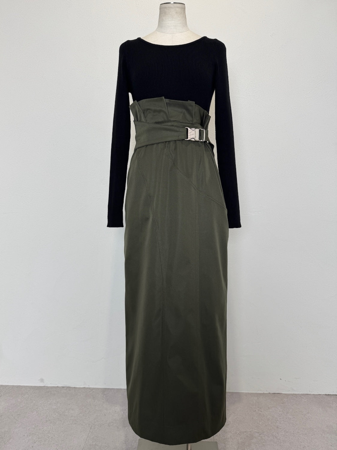 KNIT ドッキング ツイル Dress