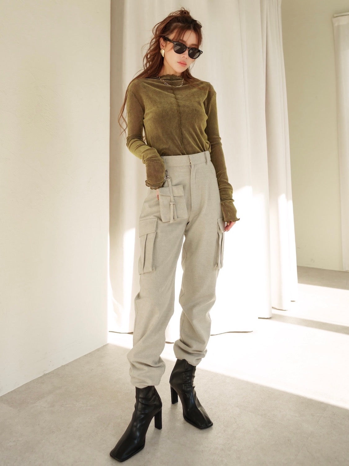 Tulle Flocked Sheer Top
