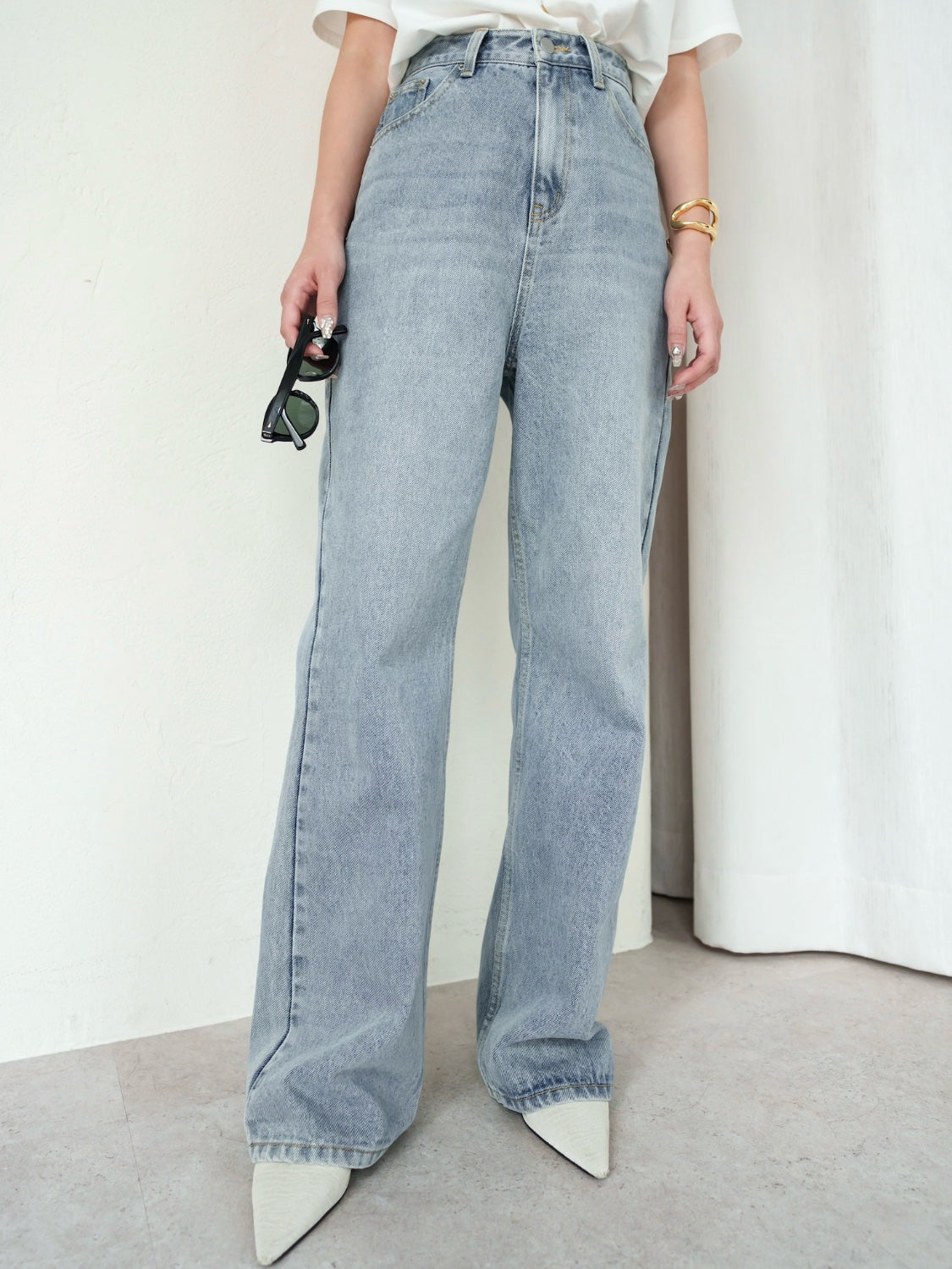 ウォッシュ ワイド プレーン Denim