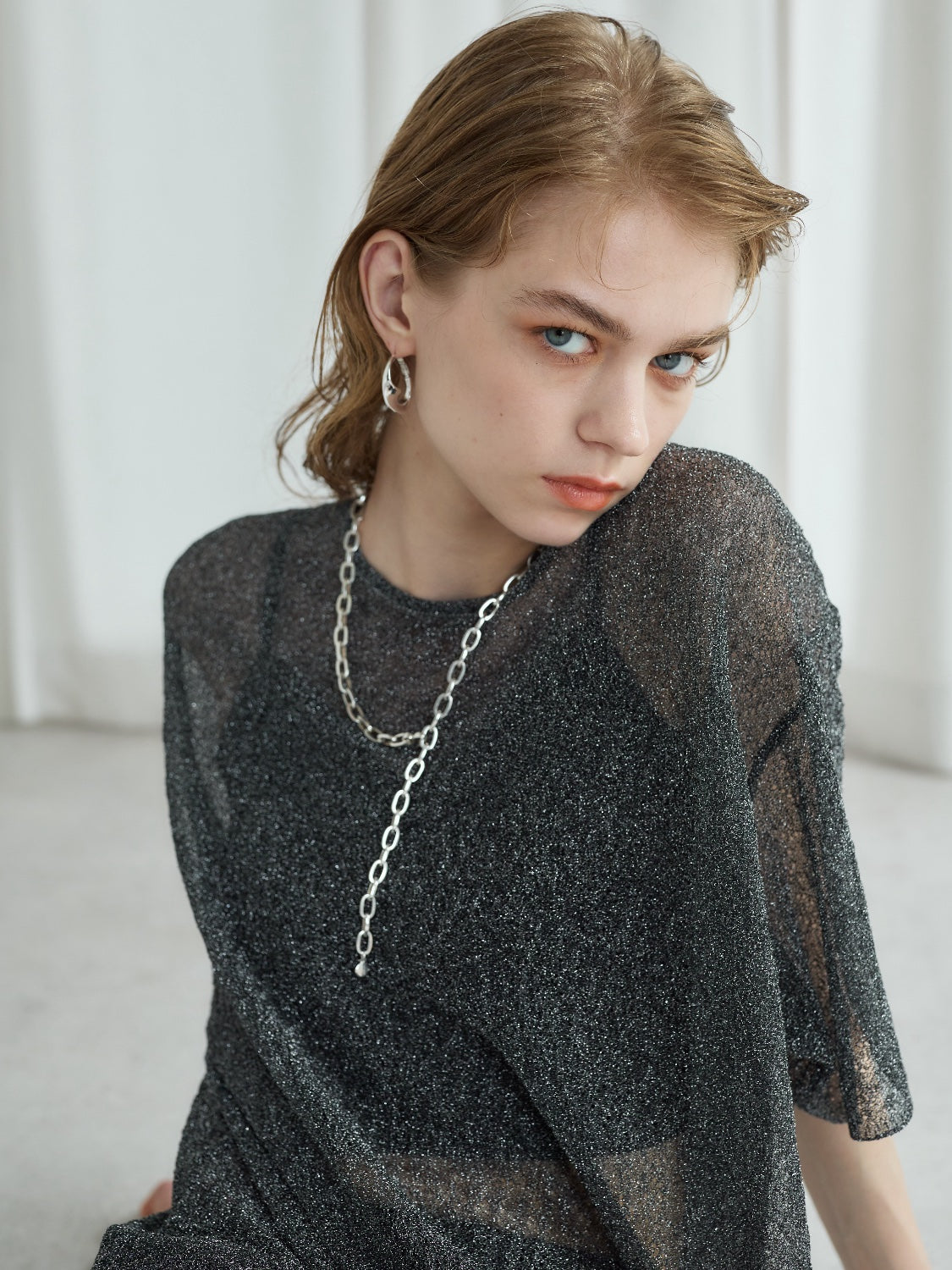 Sheer Knit Over T-shirt