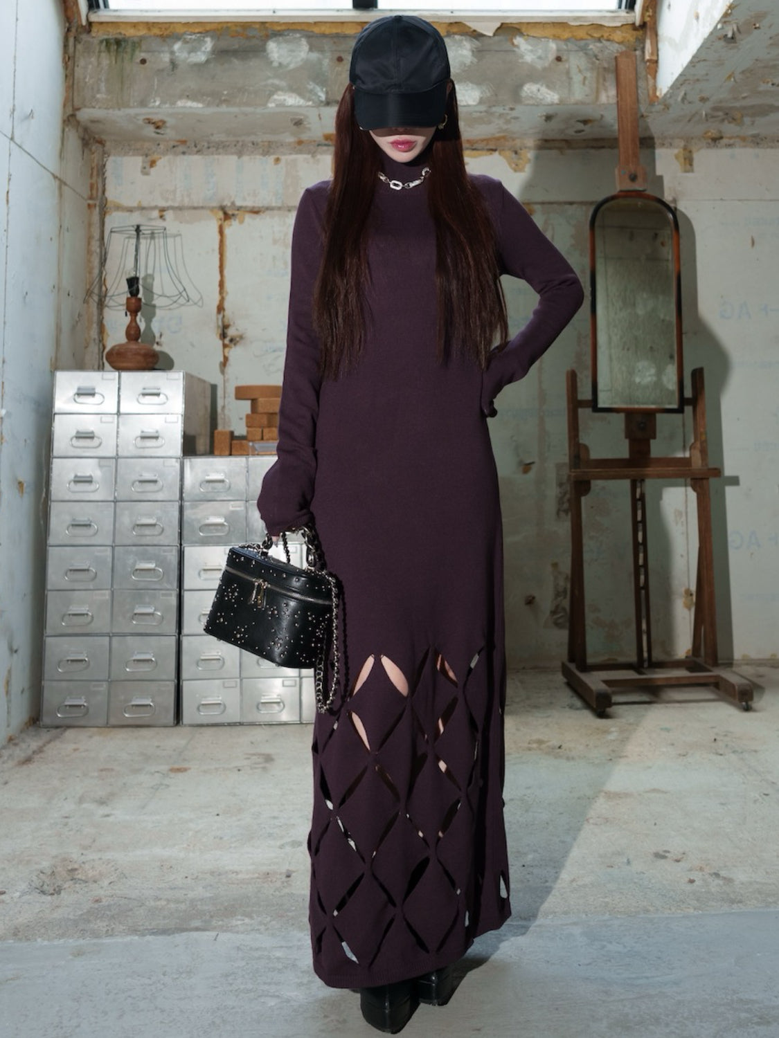 クロスカット デザイン KNIT ワンピース